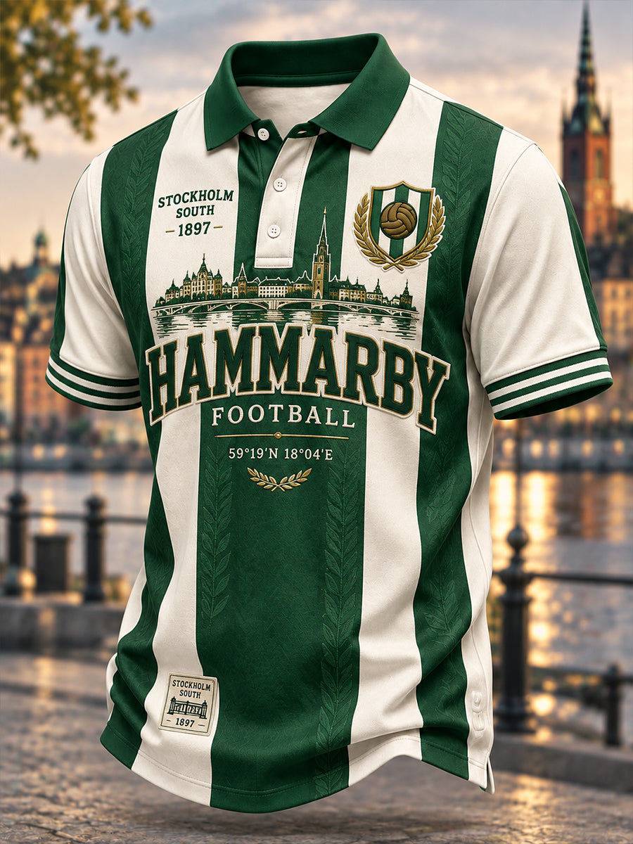 Herrarnas svenska fotbollströja för Hammarby-supportrar med korta ärmarna