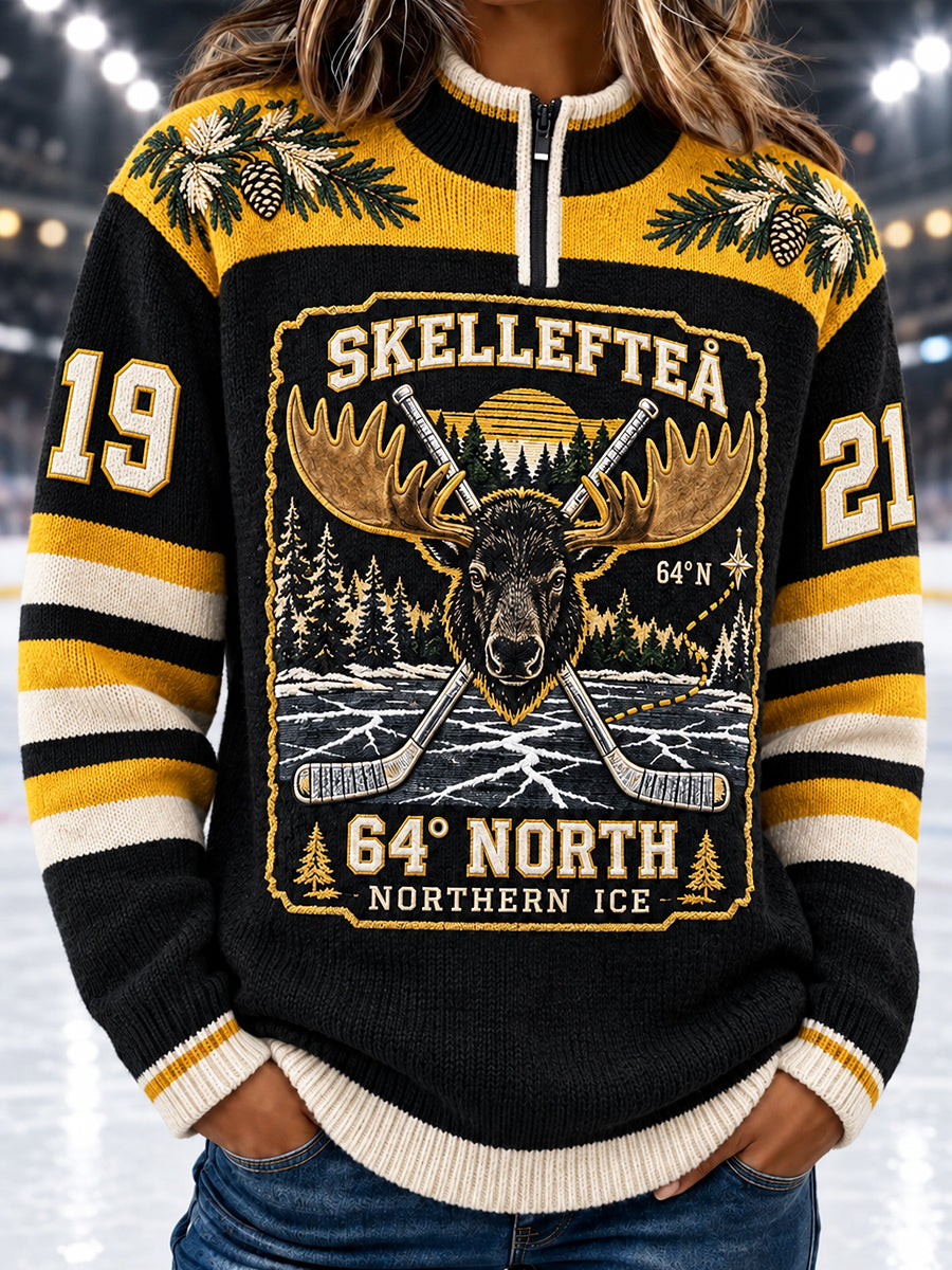 Damtröja med halv dragkedja och tryck från Skellefteå AIK