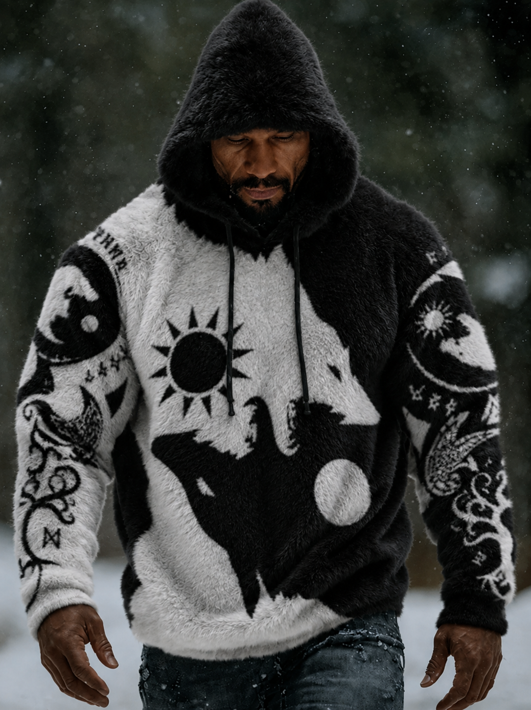 Mäns Viking Vintage Varg keltiska flannel varm Hoodie.