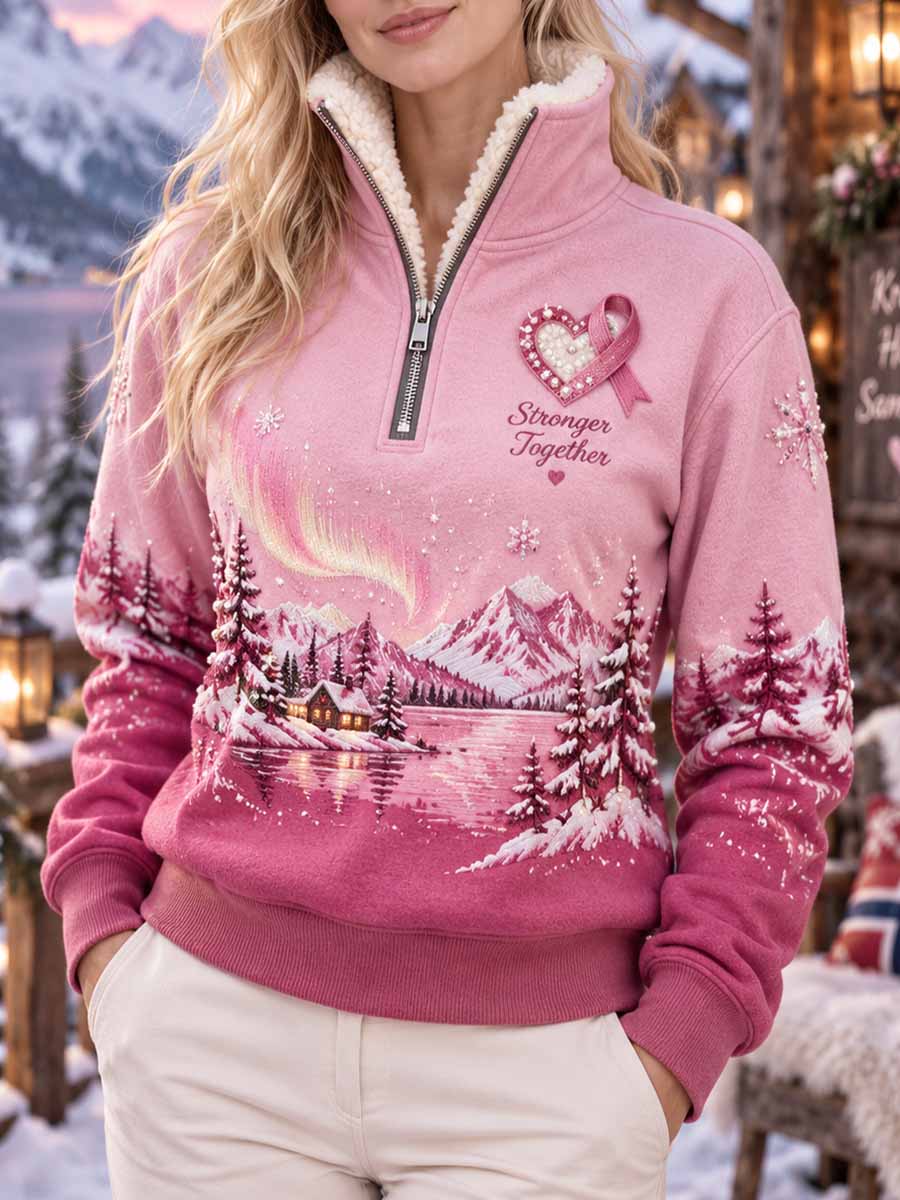 Damegenser med rosa vinterprint til støtte for brystkreftbevissthet, Aurora