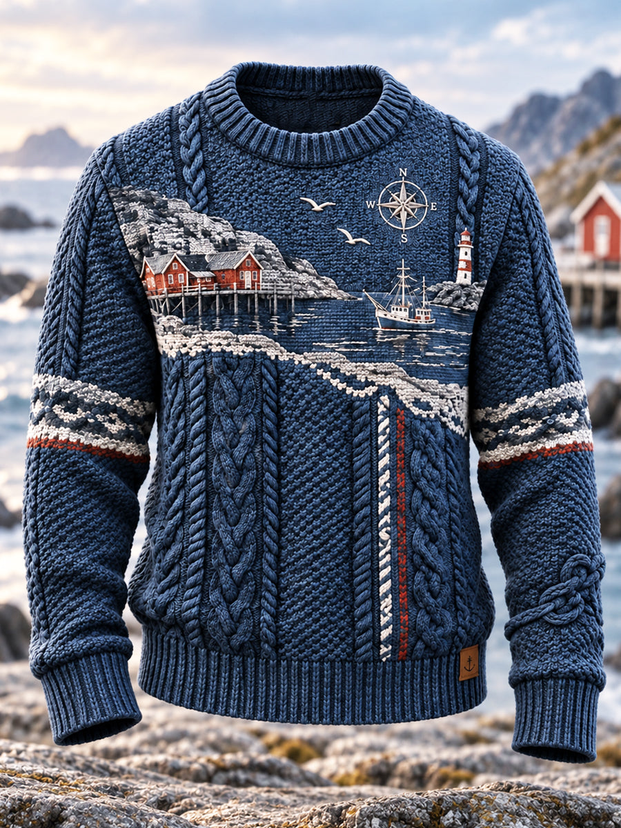 Retro, nordiskt inspirerad avslappnad sweatshirt