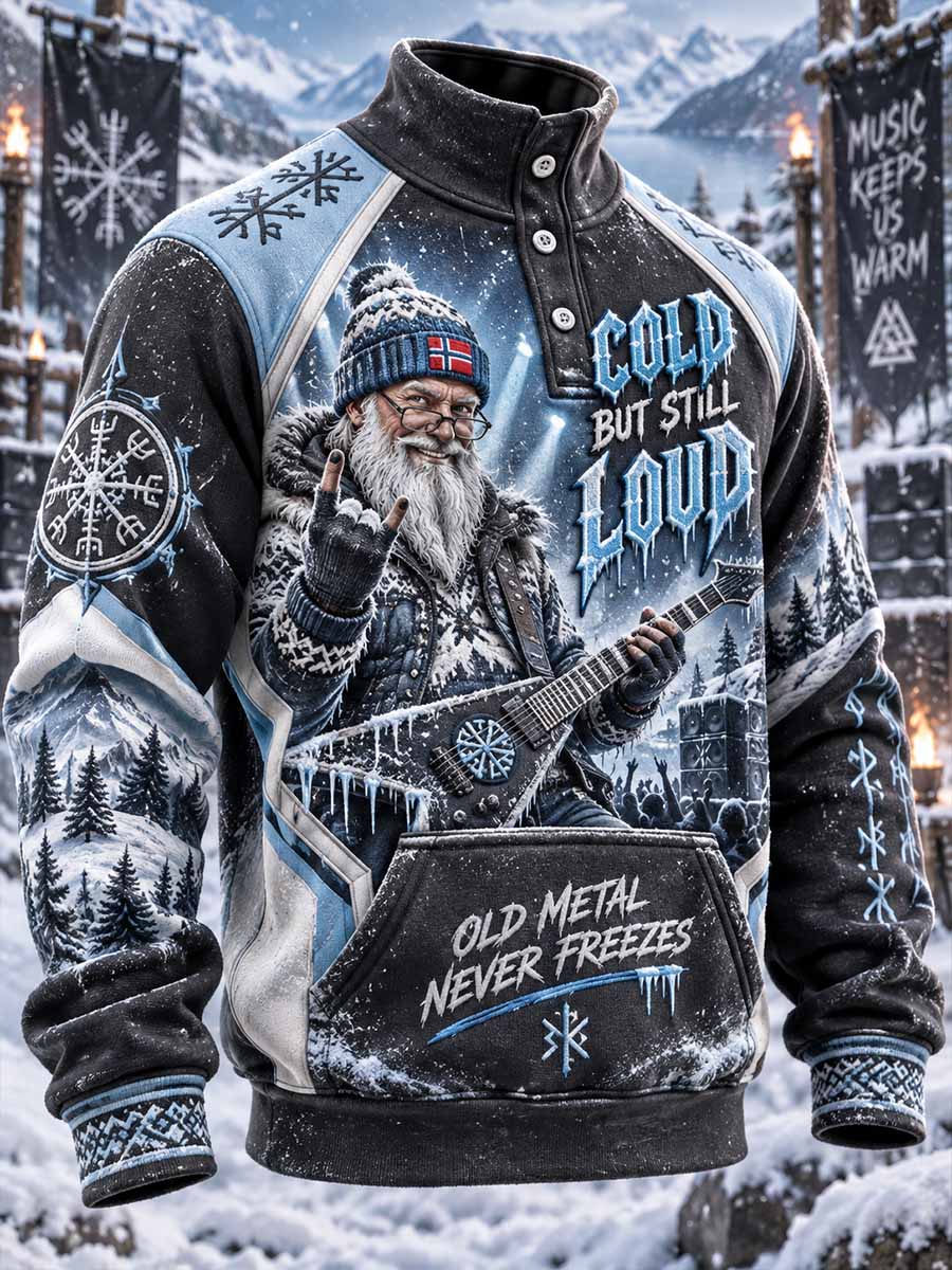 Herresweatshirt med grafisk trykk av heavy metal-musikk for vinteren