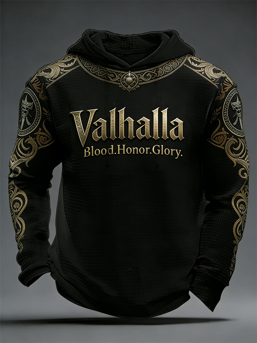 Herrens vikinga-stil Valhalla Våffle Hoodie Valhalla