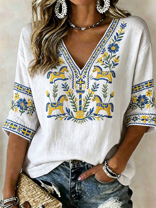 Women's Swedish Midsummer Print Relaxed T-shirt