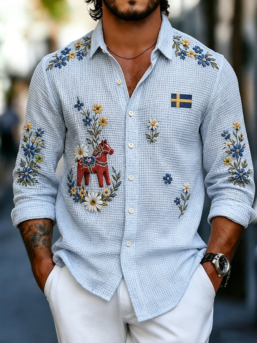 Men's Midsummer Floral Long-Sleeved Shirt