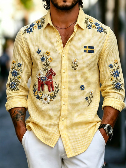 Men's Midsummer Floral Long-Sleeved Shirt