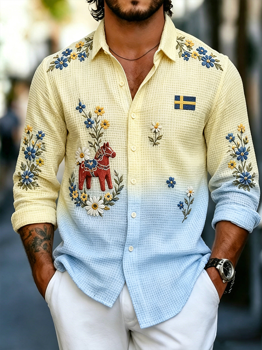 Men's Midsummer Floral Long-Sleeved Shirt