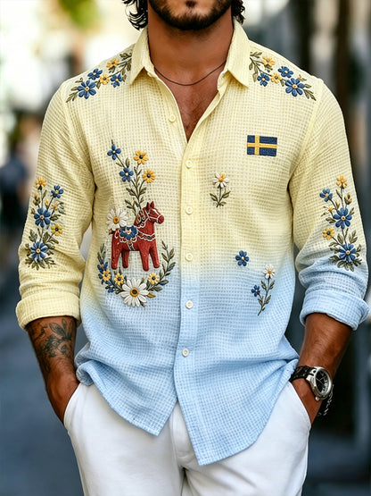 Men's Midsummer Floral Long-Sleeved Shirt