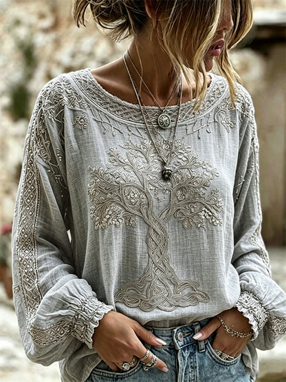 Women's Vintage Viking Cotton-Linen Printed Tunic
