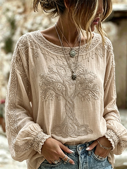 Women's Vintage Viking Cotton-Linen Printed Tunic