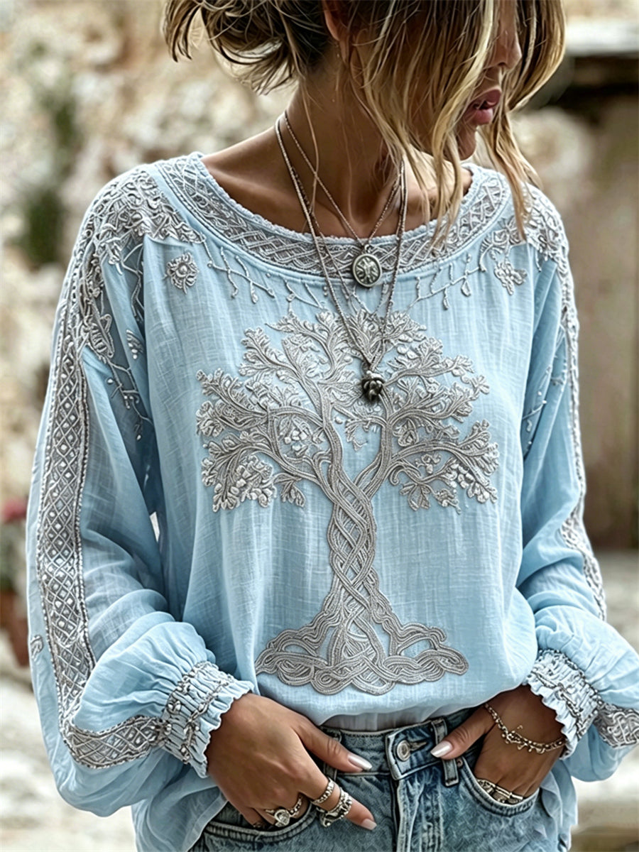 Women's Vintage Viking Cotton-Linen Printed Tunic