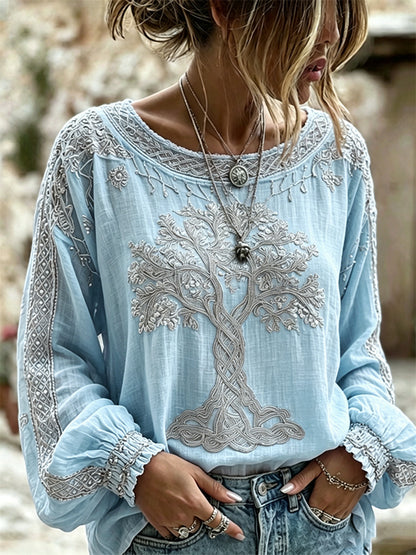 Women's Vintage Viking Cotton-Linen Printed Tunic