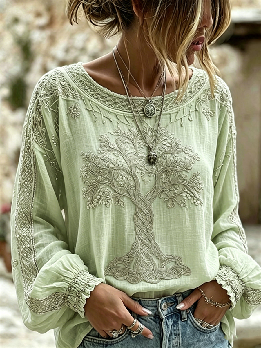 Women's Vintage Viking Cotton-Linen Printed Tunic