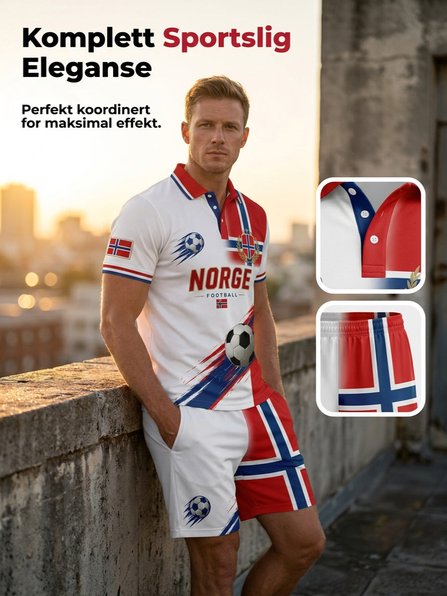 Men's Norwegian Football Match Art Print Polo Set
