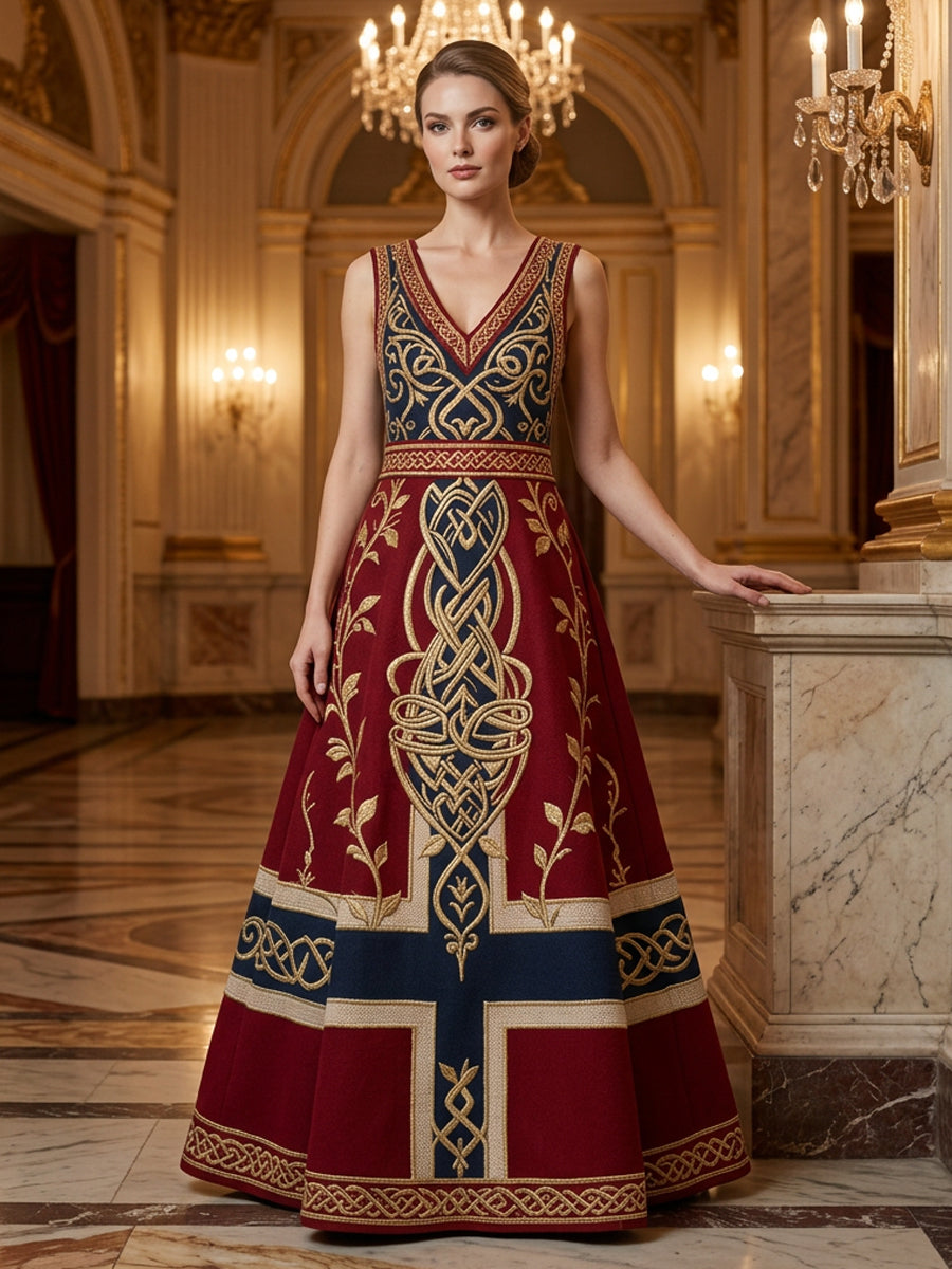 Women's Nordic Scandinavian Style Viking Art Print Dress