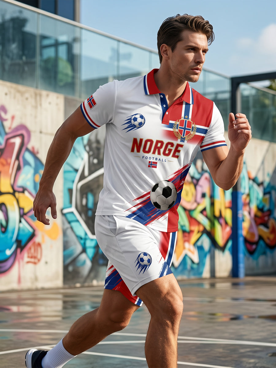 Men's Norwegian Football Match Art Print Polo Set