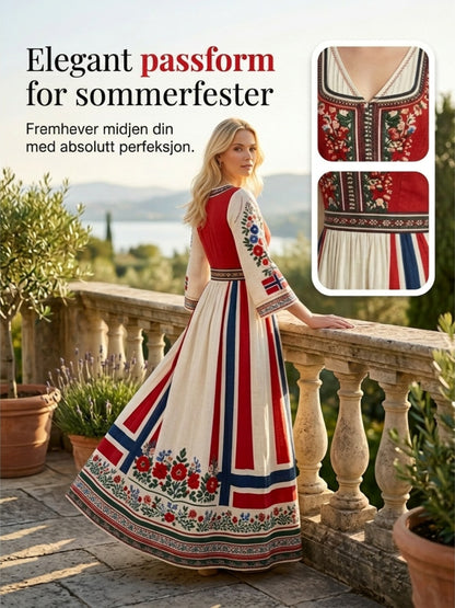 Women's dress in Nordic Scandinavian style with floral painting