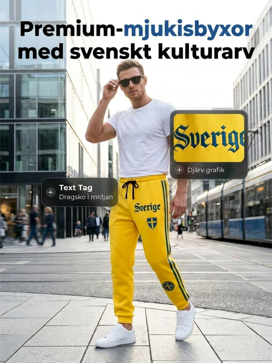 Men's Retro Viking Swedish Football Flag Patterned Casual Shorts