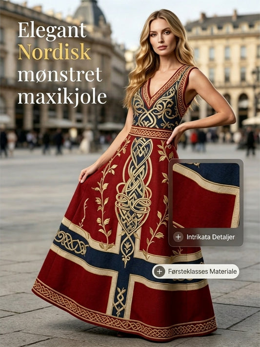 Kvinner nordisk skandinavisk stil Viking kunst trykt kjole