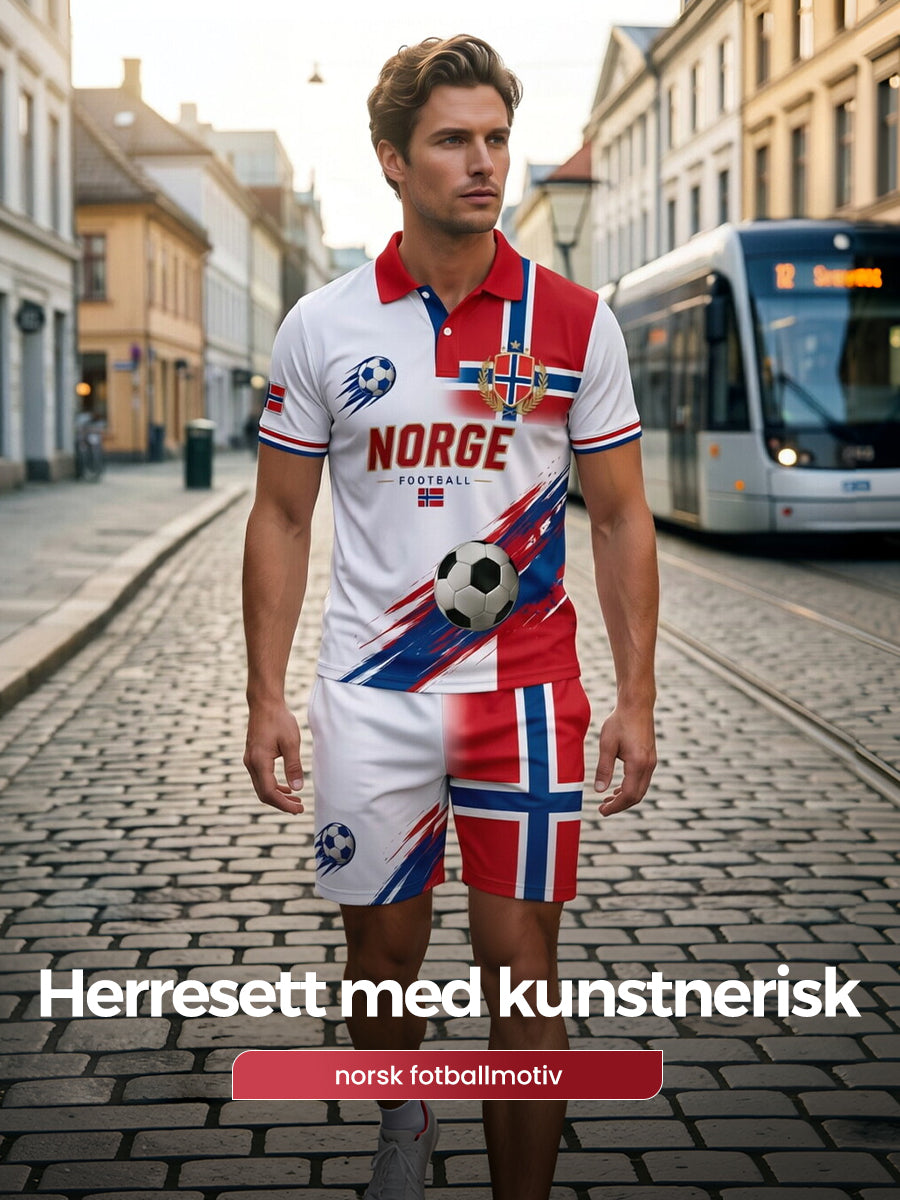 Men's Norwegian Football Match Art Print Polo Set