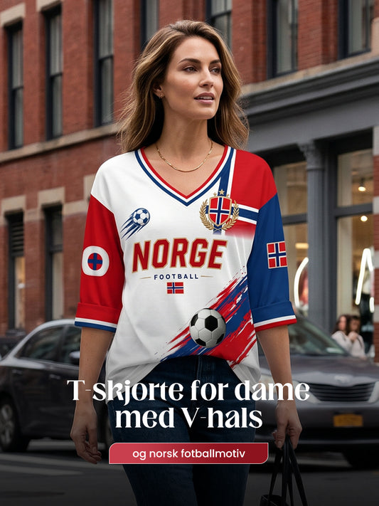 Women's Norwegian Football Match V-Neck Art Print