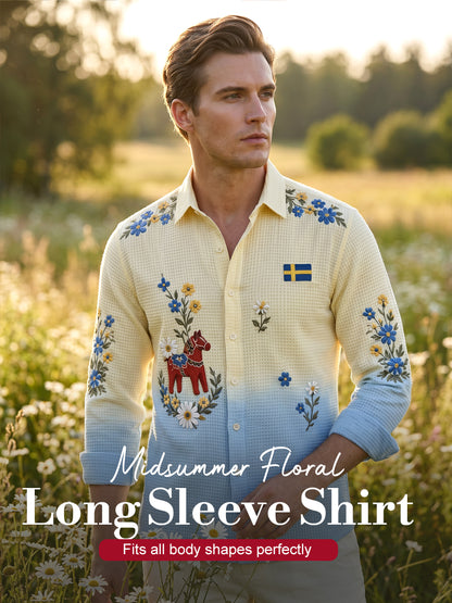 Men's Midsummer Floral Long-Sleeved Shirt