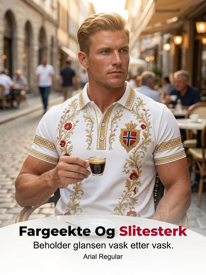 Men's Retro Nordic Style Norwegian Art Print Casual Polo Shirt