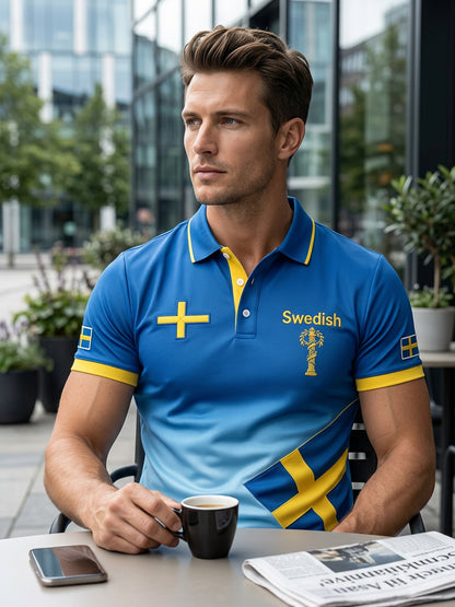Retro Swedish Midsummer Patchwork Casual Polo Shirt