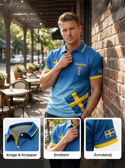 Retro Swedish Midsummer Patchwork Casual Polo Shirt