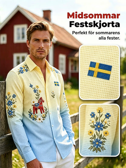 Men's Midsummer Floral Long-Sleeved Shirt