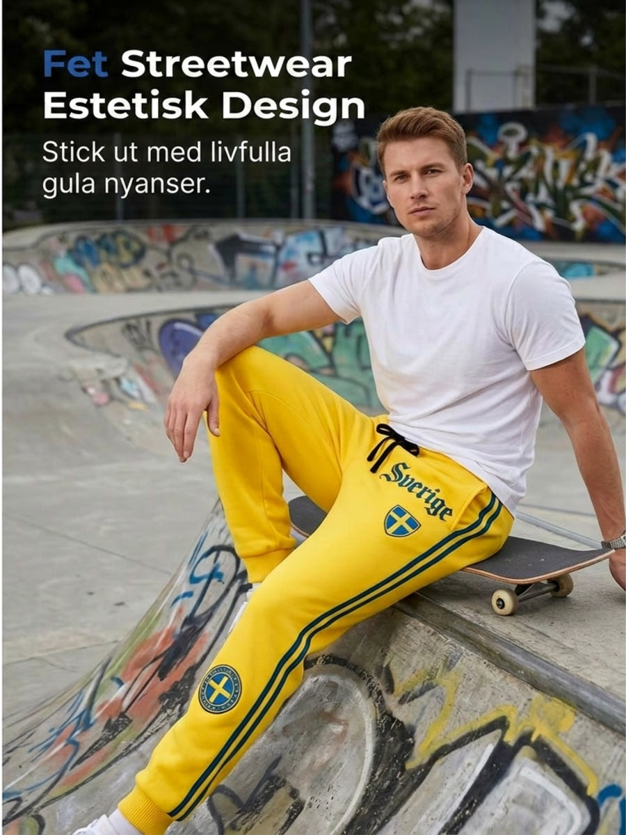Men's Retro Viking Swedish Football Flag Patterned Casual Shorts