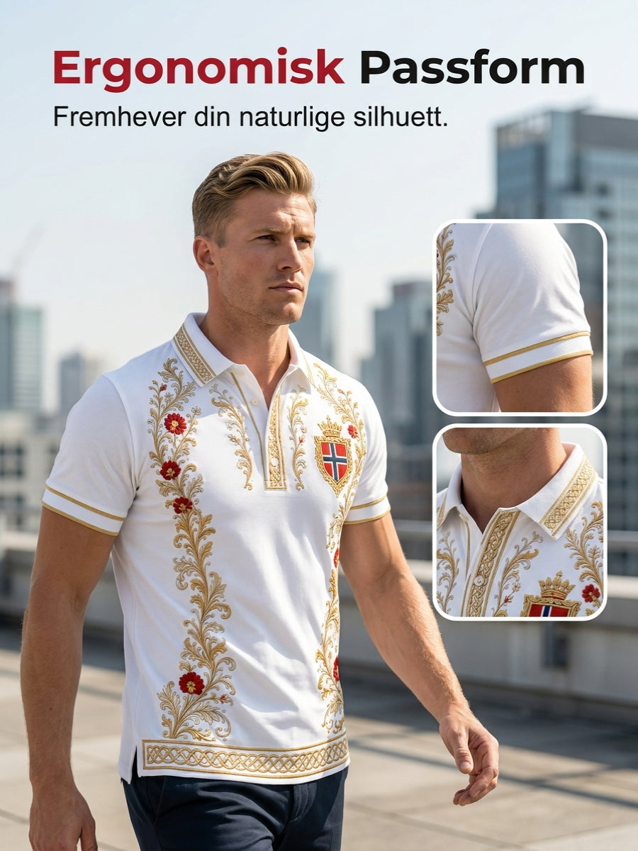 Men's Retro Nordic Style Norwegian Art Print Casual Polo Shirt