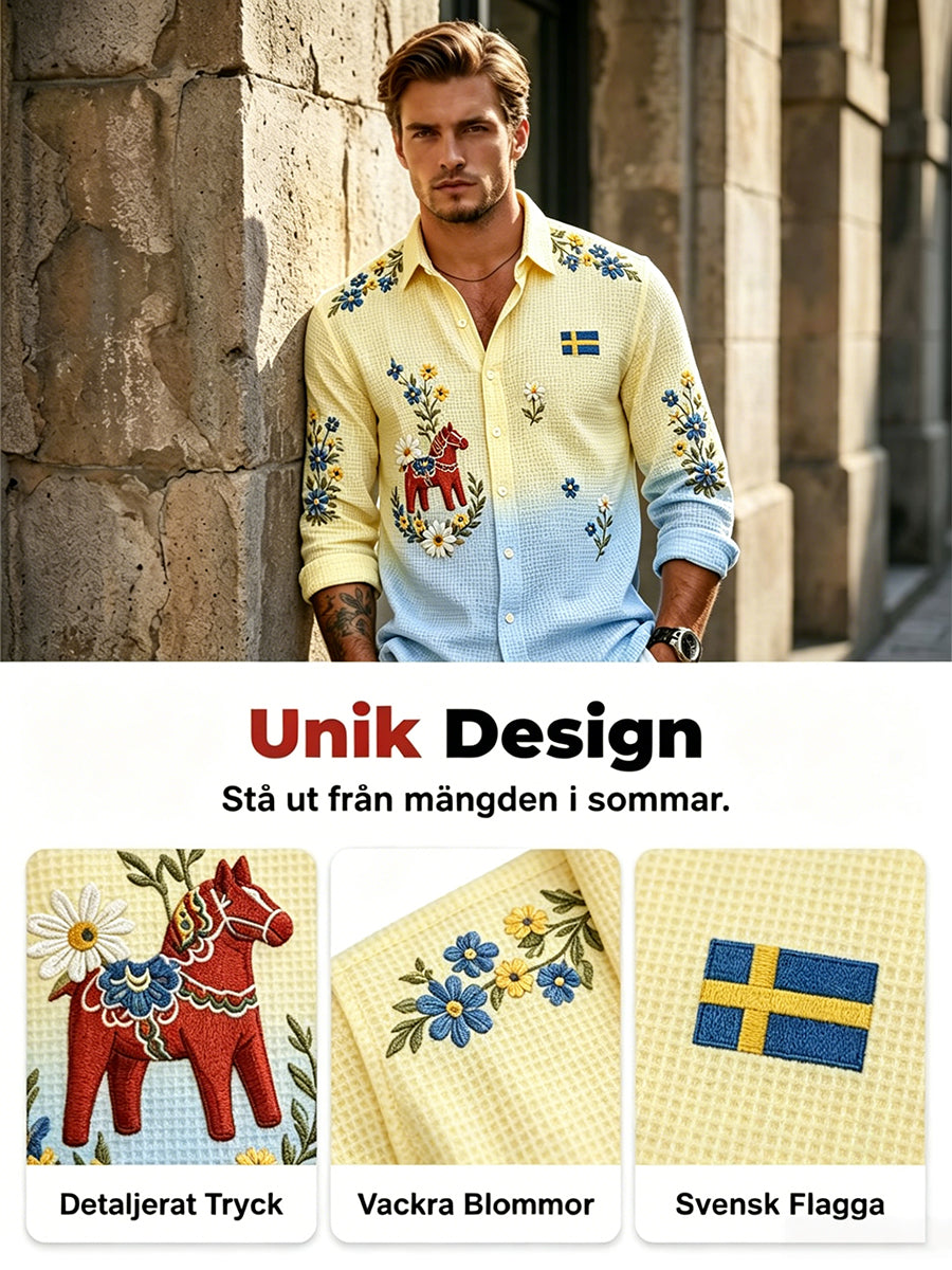 Men's Midsummer Floral Long-Sleeved Shirt