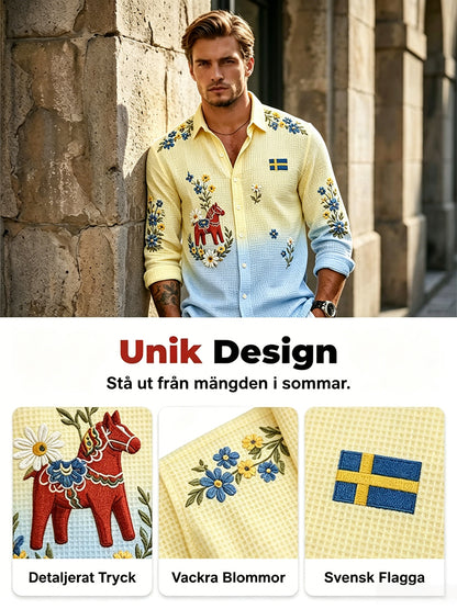 Men's Midsummer Floral Long-Sleeved Shirt