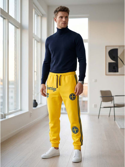 Men's Retro Viking Swedish Football Flag Patterned Casual Shorts