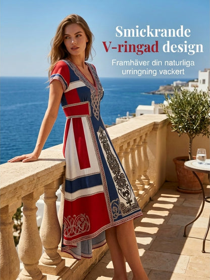 Women's dress in Nordic Viking style with printed art motif