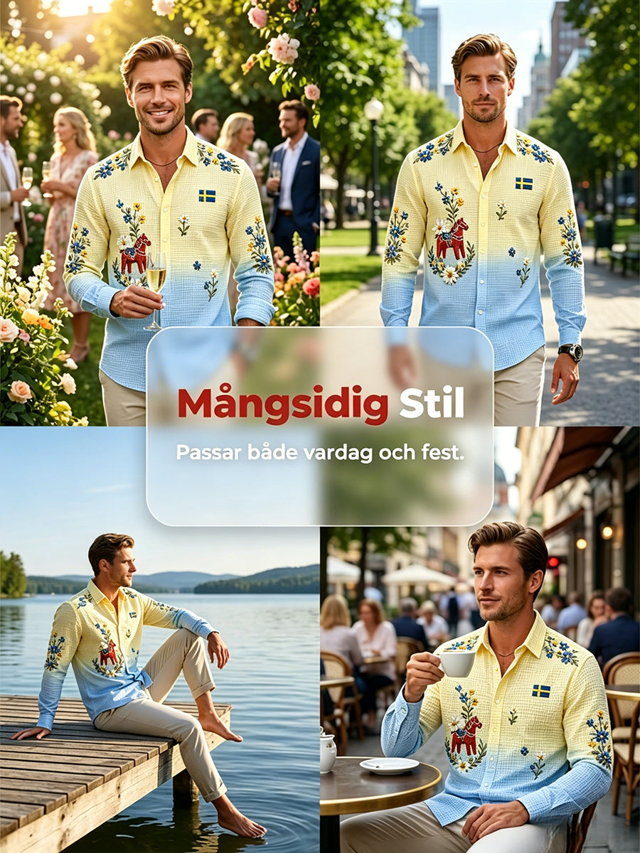 Men's Midsummer Floral Long-Sleeved Shirt