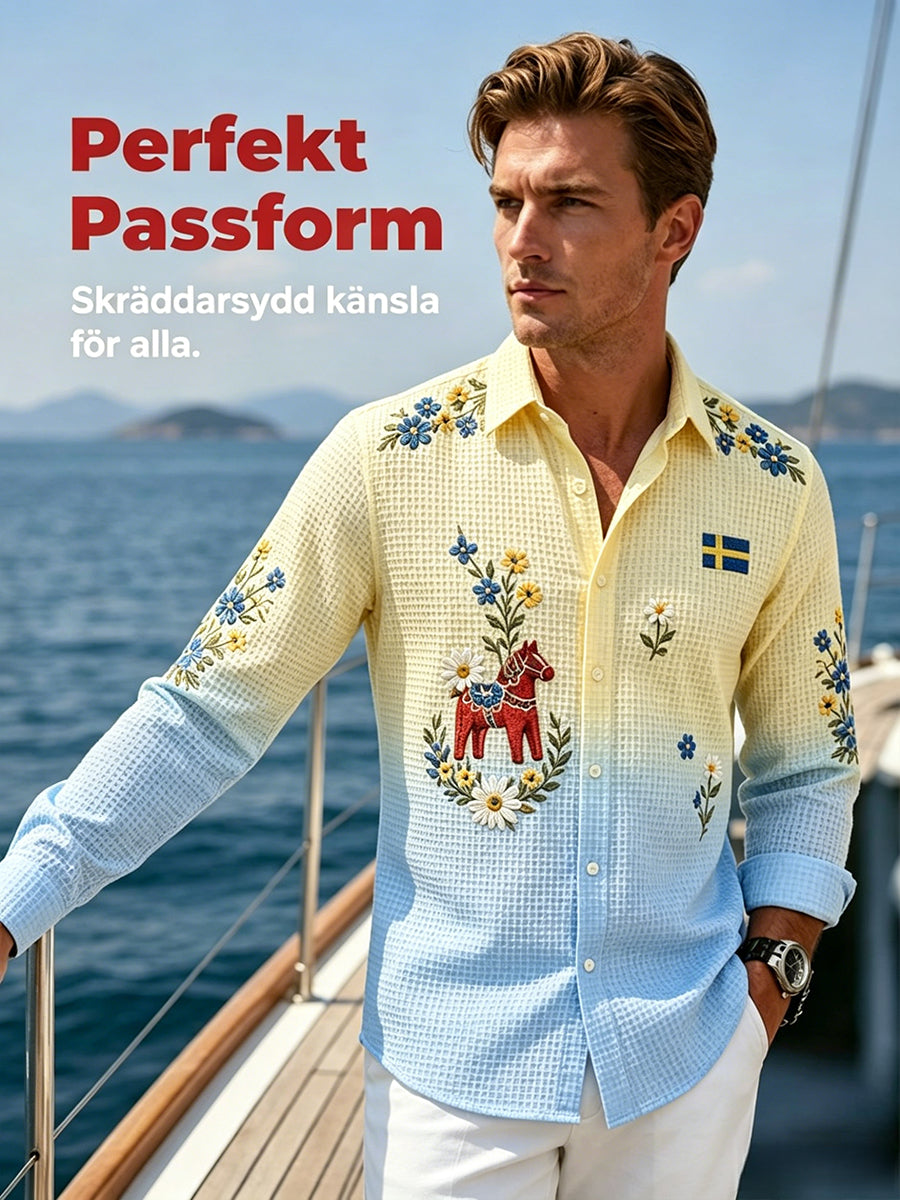 Men's Midsummer Floral Long-Sleeved Shirt