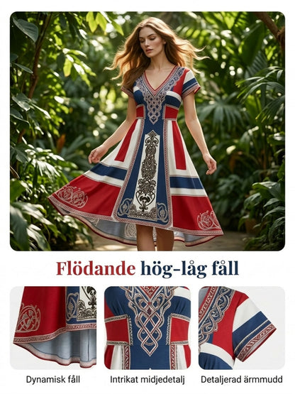 Women's dress in Nordic Viking style with printed art motif