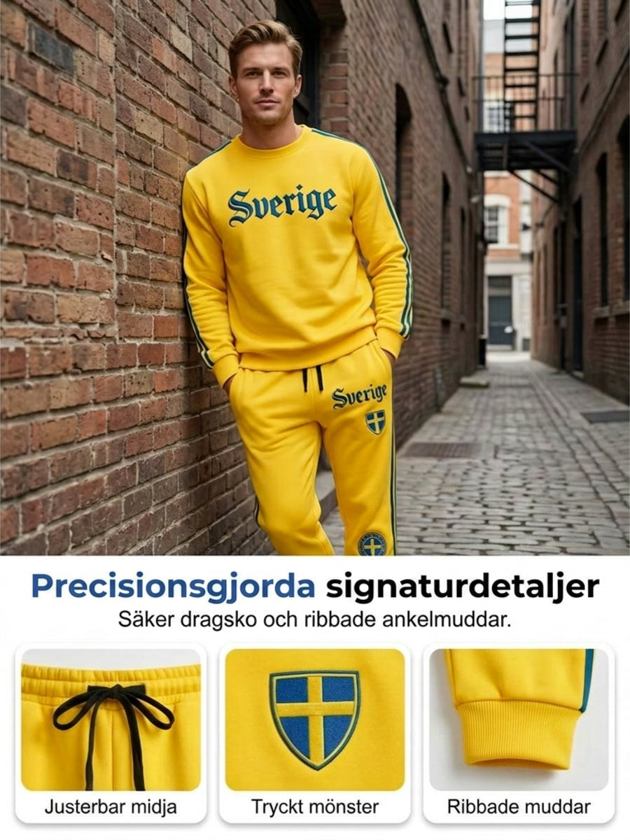 Men's Retro Viking Swedish Football Flag Patterned Casual Shorts