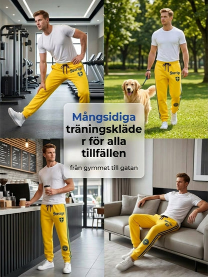 Men's Retro Viking Swedish Football Flag Patterned Casual Shorts