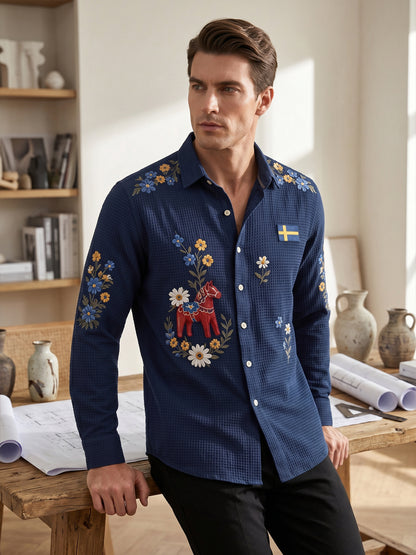 Men's Midsummer Floral Long-Sleeved Shirt