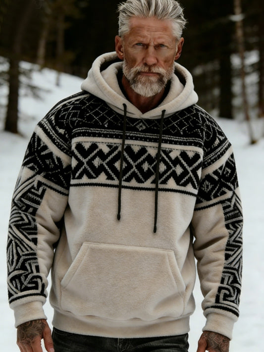 Men's Viking Celtic Art Plush Flannel Hoodie