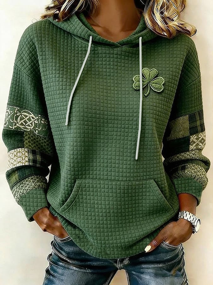 Women's St. Patrick's Day Shamrock Large Size Hooded Sweatshirt