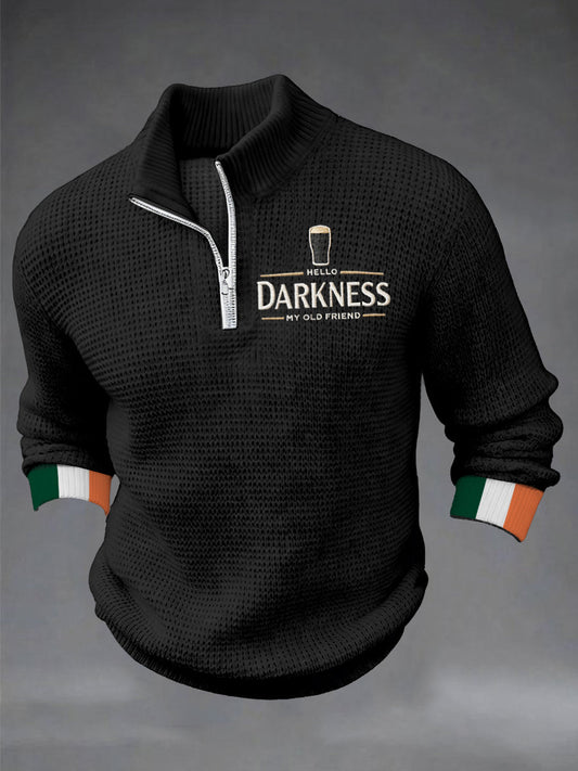 Men's Hey Darkness My Old Friend Printed Casual Zipper Pullovers