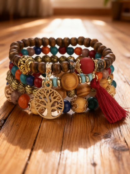 Women's Viking Tree of Life Bohemian Multi-Layer Bead Bracelet