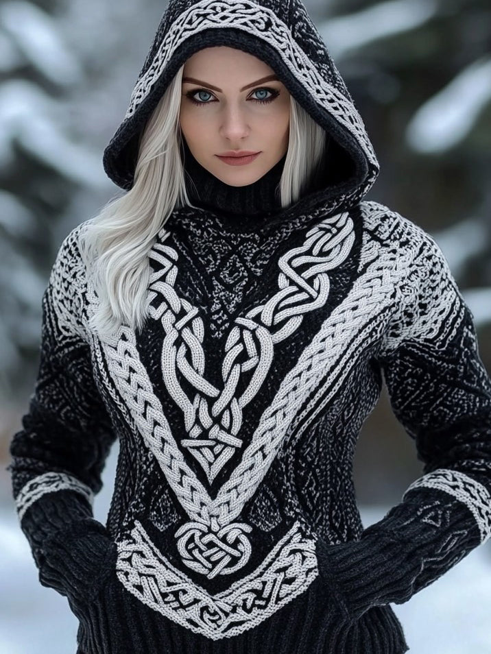 Women's Viking Celtic Knot Print Long Sleeve Hoodies
