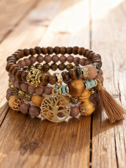 Women's Viking Tree of Life Bohemian Multi-Layer Bead Bracelet