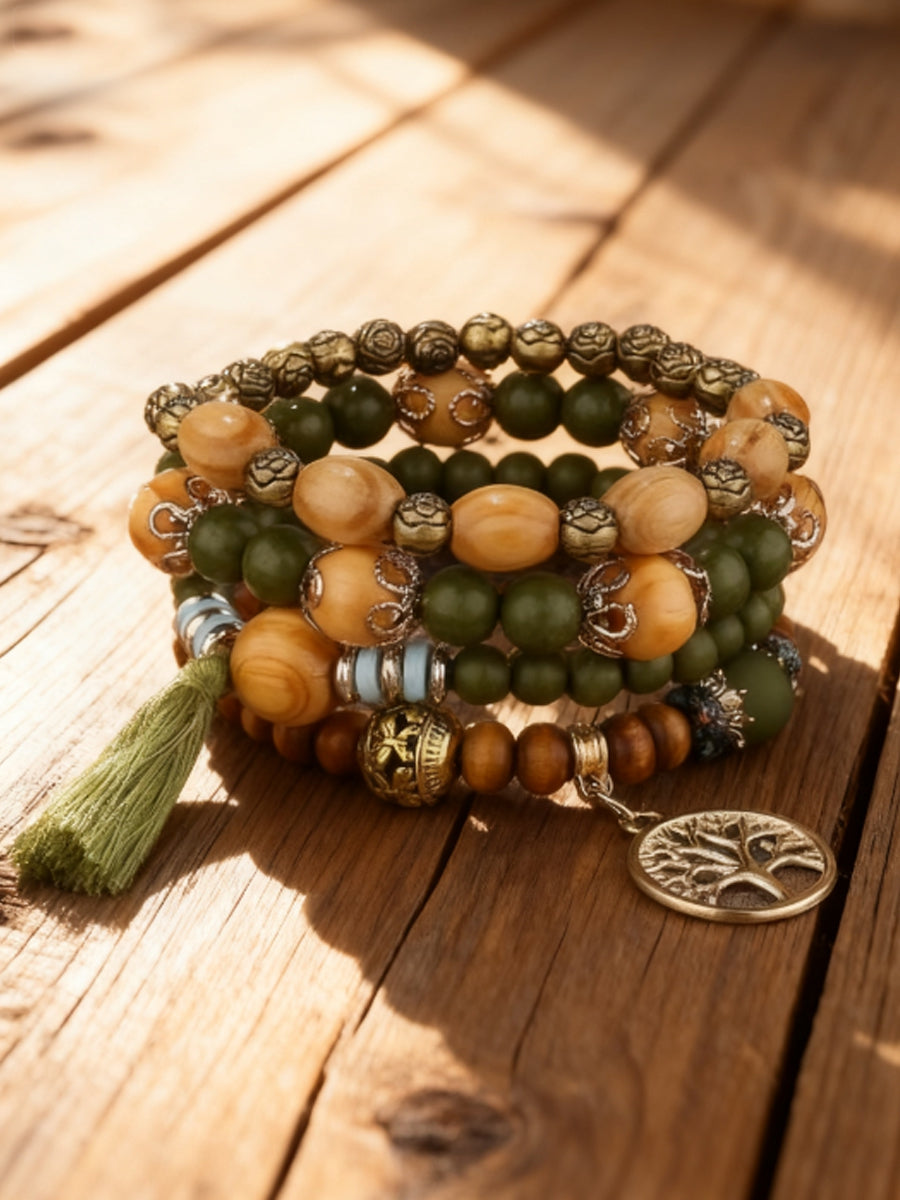 Women's Viking Tree of Life Bohemian Multi-Layer Bead Bracelet