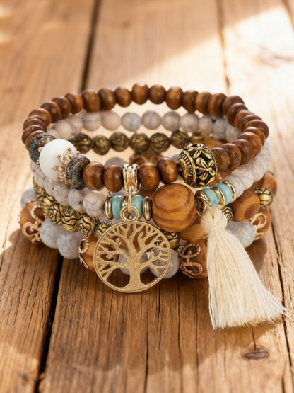 Women's Viking Tree of Life Bohemian Multi-Layer Bead Bracelet